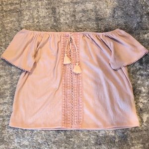 Divided H&M Off the shoulders short sleeve top, Pink Size Large